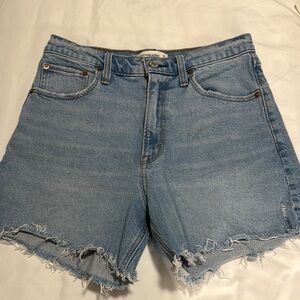 Abercrombie & Fitch Blue Jean Shorts Distressed Raw-Edge